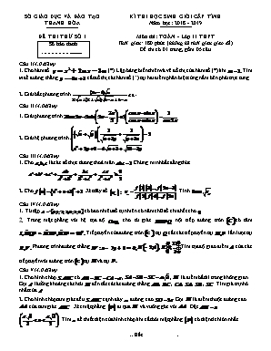 Đề thi học sinh giỏi cấp tỉnh môn Toán Lớp 11 THPT - Đề số 1 - Năm học 2018-2019 - Sở giáo dục và đào tạo Thanh Hóa (Có đáp án)