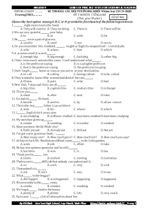 Đề thi khảo sát chất lượng các đội tuyển học sinh giỏi môn Tiếng Anh Lớp 9 - Đề số 902 - Năm học 2019-2020 - Đỗ Bình
