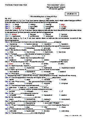 Đề thi khảo sát lần 1 môn Tiếng Anh Lớp 9 - Mã đề 132 - Trường THCS Vinh Tân