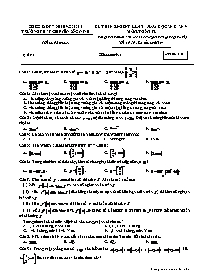 Đề thi khảo sát lần 2 môn Toán Lớp 12 - Mã đề 101 - Năm học 2018-2019 - Trường THPT chuyên Bắc Ninh