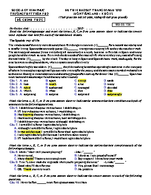 Đề thi khảo sát tháng 5 môn Tiếng Anh Lớp 12 năm 2020 - Mã đề 154 - Trường THPT Trần Phú (Có đáp án)