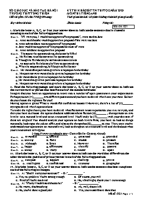 Đề thi khảo sát Tốt nghiệp THPT Quốc gia môn Tiếng Anh năm 2020 - Mã đề 021 - Trường THPT Tùng Thiện