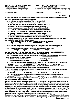 Đề thi khảo sát Tốt nghiệp THPT Quốc gia môn Tiếng Anh năm 2020 - Mã đề 005 - Trường THPT Tùng Thiện