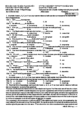 Đề thi khảo sát Tốt nghiệp THPT Quốc gia môn Tiếng Anh năm 2020 - Mã đề 002 - Trường THPT Tùng Thiện