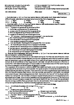 Đề thi khảo sát Tốt nghiệp THPT Quốc gia môn Tiếng Anh năm 2020 - Mã đề 014 - Trường THPT Tùng Thiện
