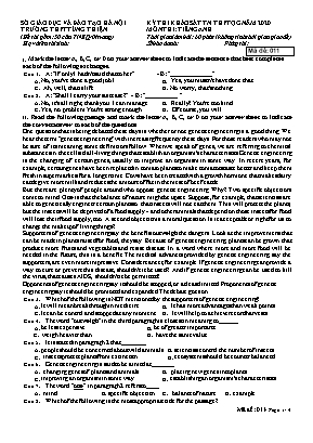 Đề thi khảo sát Tốt nghiệp THPT Quốc gia môn Tiếng Anh năm 2020 - Mã đề 011 - Trường THPT Tùng Thiện