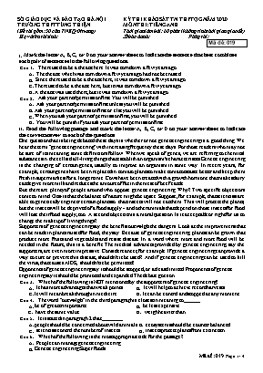 Đề thi khảo sát Tốt nghiệp THPT Quốc gia môn Tiếng Anh năm 2020 - Mã đề 019 - Trường THPT Tùng Thiện