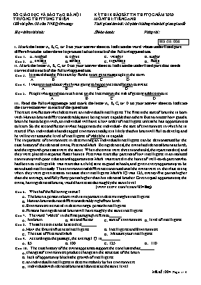 Đề thi khảo sát Tốt nghiệp THPT Quốc gia môn Tiếng Anh năm 2020 - Mã đề 004 - Trường THPT Tùng Thiện