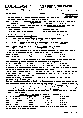 Đề thi khảo sát Tốt nghiệp THPT Quốc gia môn Tiếng Anh năm 2020 - Mã đề 007 - Trường THPT Tùng Thiện