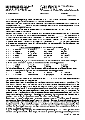 Đề thi khảo sát Tốt nghiệp THPT Quốc gia môn Tiếng Anh năm 2020 - Mã đề 013 - Trường THPT Tùng Thiện