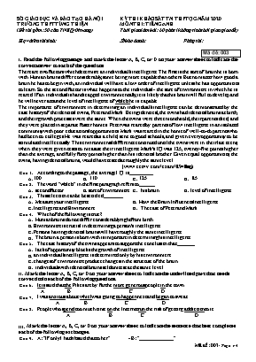Đề thi khảo sát Tốt nghiệp THPT Quốc gia môn Tiếng Anh năm 2020 - Mã đề 003 - Trường THPT Tùng Thiện