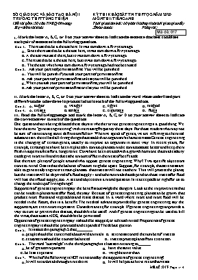 Đề thi khảo sát Tốt nghiệp THPT Quốc gia môn Tiếng Anh năm 2020 - Mã đề 017 - Trường THPT Tùng Thiện