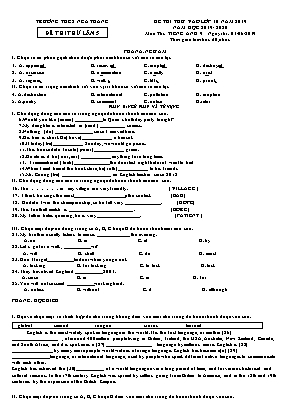 Đề thi thử Lớp 10 THPT môn Tiếng Anh lần 5 - Năm học 2019-2020 - Trường THCS Nga Trang