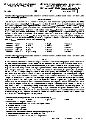 Đề thi thử THPT Quốc gia lần 1 môn Tiếng Anh - Mã đề 401 - Năm học 2018-2019 - Trường THPT Thái Phiên
