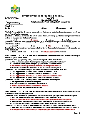 Đề thi thử THPT Quốc gia lần 1 môn Tiếng Anh năm 2020 - Mã đề 002 (Kèm đáp án)