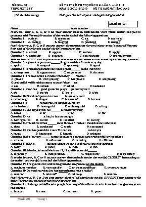 Đề thi thử THPT Quốc gia môn Tiếng Anh lần 2 - Mã đề 201 - Năm học 2018-2019