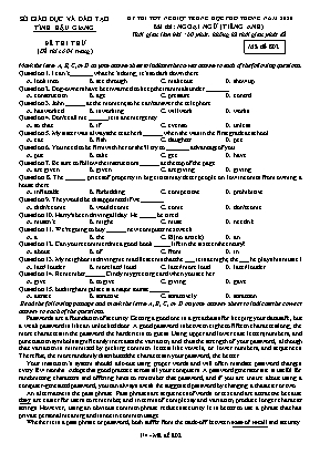 Đề thi thử Tốt nghiệp THPT môn Tiếng Anh năm 2020 - Mã đề 802 - Sở giáo dục và đào tạo Hậu Giang