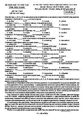Đề thi thử Tốt nghiệp THPT môn Tiếng Anh năm 2020 - Mã đề 806 - Sở giáo dục và đào tạo Hậu Giang