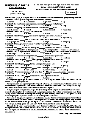 Đề thi thử Tốt nghiệp THPT môn Tiếng Anh năm 2020 - Mã đề 807 - Sở giáo dục và đào tạo Hậu Giang