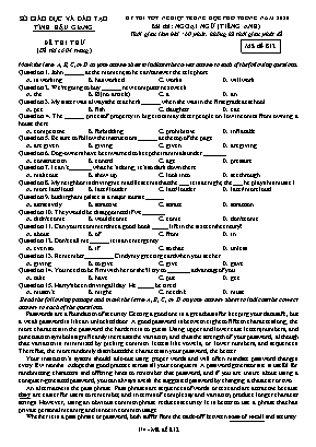 Đề thi thử Tốt nghiệp THPT môn Tiếng Anh năm 2020 - Mã đề 812 - Sở giáo dục và đào tạo Hậu Giang