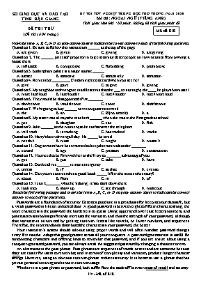 Đề thi thử Tốt nghiệp THPT môn Tiếng Anh năm 2020 - Mã đề 818 - Sở giáo dục và đào tạo Hậu Giang