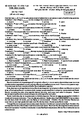Đề thi thử Tốt nghiệp THPT môn Tiếng Anh năm 2020 - Mã đề 819 - Sở giáo dục và đào tạo Hậu Giang