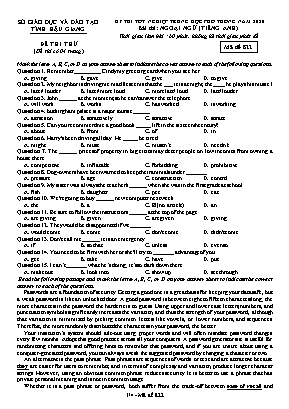 Đề thi thử Tốt nghiệp THPT môn Tiếng Anh năm 2020 - Mã đề 822 - Sở giáo dục và đào tạo Hậu Giang