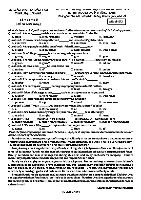 Đề thi thử Tốt nghiệp THPT môn Tiếng Anh năm 2020 - Mã đề 823 - Sở giáo dục và đào tạo Hậu Giang