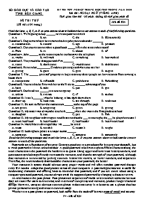 Đề thi thử Tốt nghiệp THPT môn Tiếng Anh năm 2020 - Mã đề 824 - Sở giáo dục và đào tạo Hậu Giang
