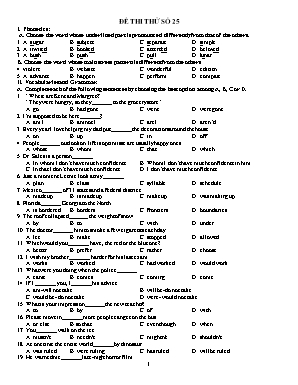 Đề thi thử vào Lớp 10 môn Tiếng Anh - Đề số 25