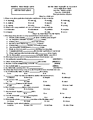 Đề thi thử vào Lớp 10 môn Tiếng Anh lần 5 - Năm học 2019-2020 - Trường THCS Triệu Long