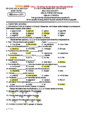 Đề thi tuyển sinh vào Lớp 10 THPT môn Tiếng Anh (Chung) - Năm học 2016-2017 - Sở giáo dục và đào tạo Bình Phước (Kèm đáp án)