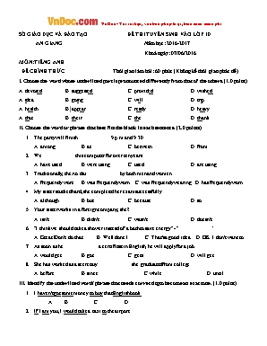 Đề thi tuyển sinh vào Lớp 10 THPT môn Tiếng Anh - Năm học 2016-2017 - Sở giáo dục và đào tạo An Giang