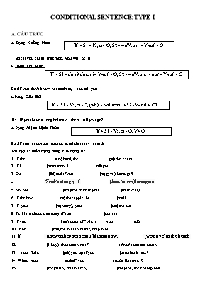 Lý thuyết và bài tập về Câu điều kiện loại I