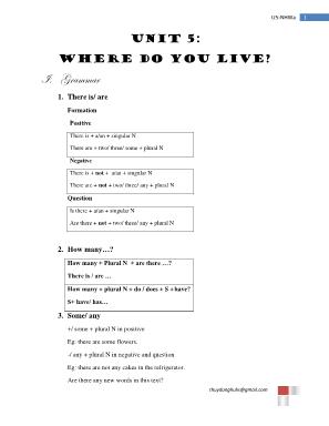 New Headway - Unit 5: Where do you live?