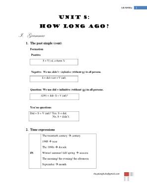 New Headway - Unit 8: How long ago?