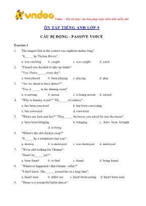 Ôn tập Tiếng Anh Lớp 9: Câu bị động - Passive voice