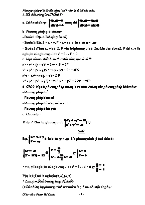 Phương pháp giải hệ phương trình đối xứng loại I và một số bài tập mẫu - Phạm Thị Cảnh