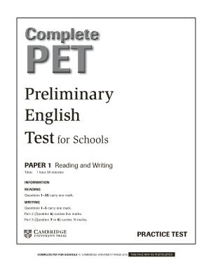 Preliminary English test for schools