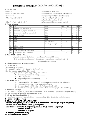 Tài liệu ôn thi THPT Quốc gia môn Tiếng Anh - Lesson 10: Special – Các cấu trúc đặc biệt