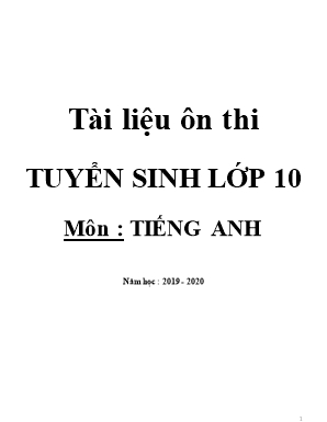 Tài liệu ôn thi tuyển sinh Lớp 10 môn Tiếng Anh - Năm học 2019-2020