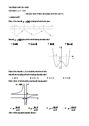 100 Câu hỏi trắc nghiệm ôn thi môn Toán Lớp 12 - Trường THPT Gia Phú