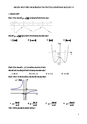 100 Câu hỏi trắc nghiệm ôn thi THPT Quốc gia môn Toán học Lớp 12