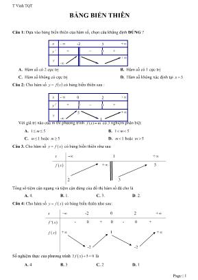 154 Bài tập Hàm số luyện thi THPT Quốc gia môn Toán