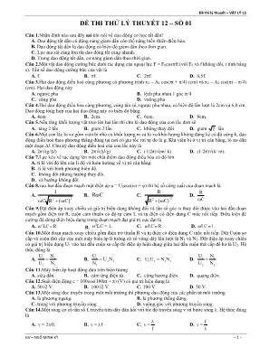 2 Đề thi thử THPT Quốc gia môn Vật lý - Phần lý thuyết (Có đáp án)