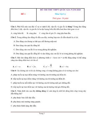 28 Đề thi thử THPT Quốc gia môn Vật lý năm 2020 (Có đáp án)
