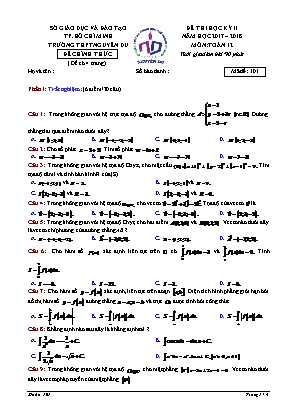 4 Đề thi học kỳ II môn Toán Lớp 12 - Năm học 2017-2018 - Trường THPT Nguyễn Du