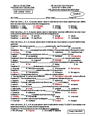 4 Đề thi thử THPT Quốc gia môn Tiếng Anh năm 2019 - Trường THPT Hồng Lĩnh (Có đáp án)