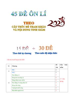 45 Đề ôn thi Quốc gia môn Vật lí năm 2020 (Theo cấu trúc tinh giảm) - Trần Văn Hậu