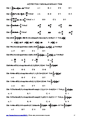 50 Bài tập trắc nghiệm Tích phân